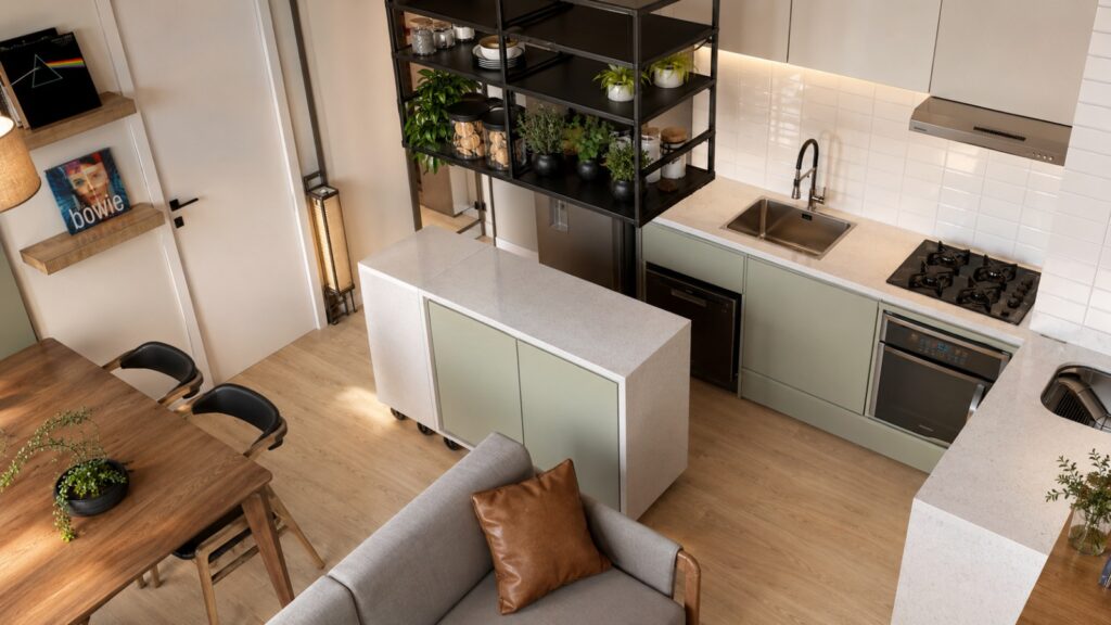 Projeto de interiores residencial Sabri Fidelis Arquitetura para apartamento contemporâneo em São Paulo